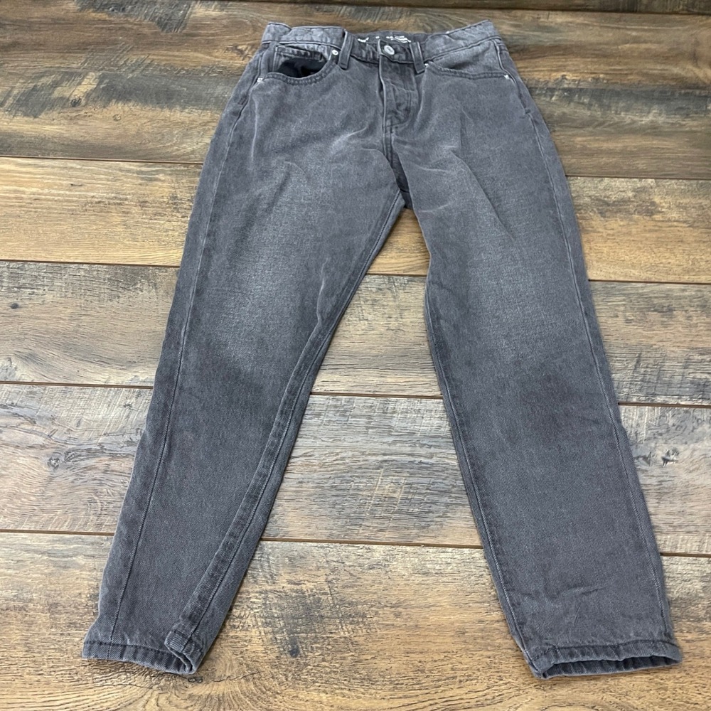 Old Navy OG Straight High Rise Jeans Charcoal Gray 100% Cotton Size 12 Grunge